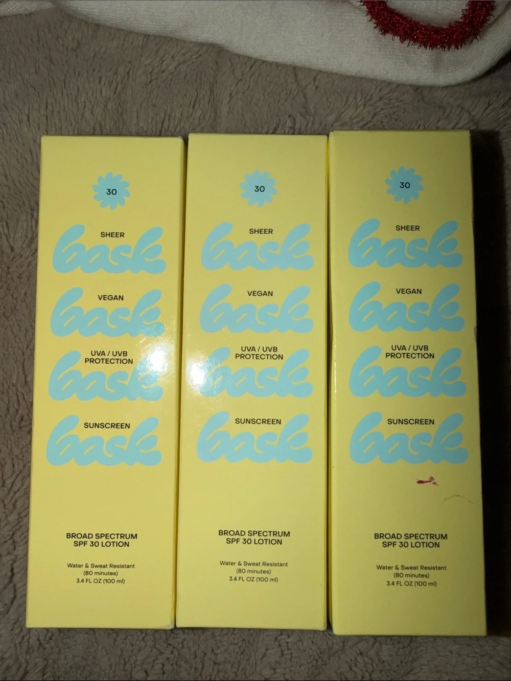 LOT OF 3: Bask Suncare SPF 30 Sheer Moisturizing Sunscreen Lotion NIB